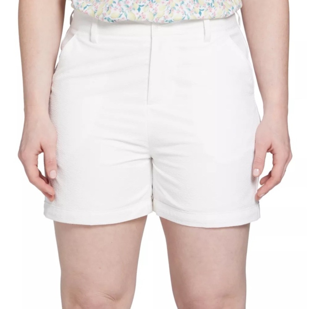 Walter Hagen Clubhouse Traditional 7" Seersucker Golf Shorts White Size 10